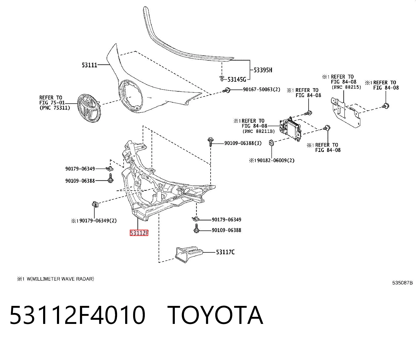 53112F4010 Toyota Grelha do radiador