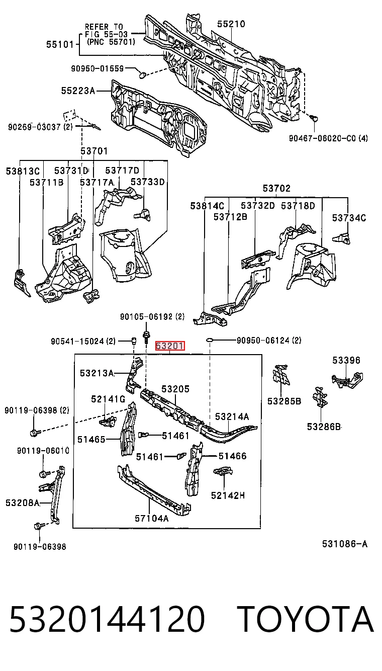 Suporte do radiador montado (painel de montagem de fixação das luzes) Toyota Avensis  LCM ao melhor preço