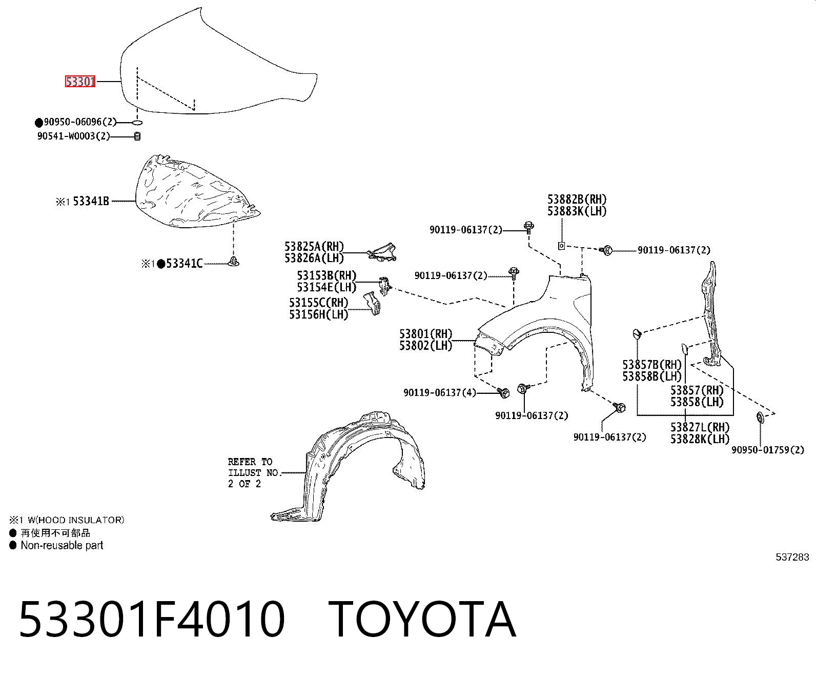 53301F4010 Toyota Capota