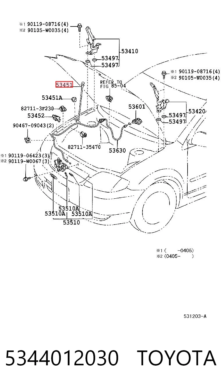 5344012030 Toyota Apoio da capota
