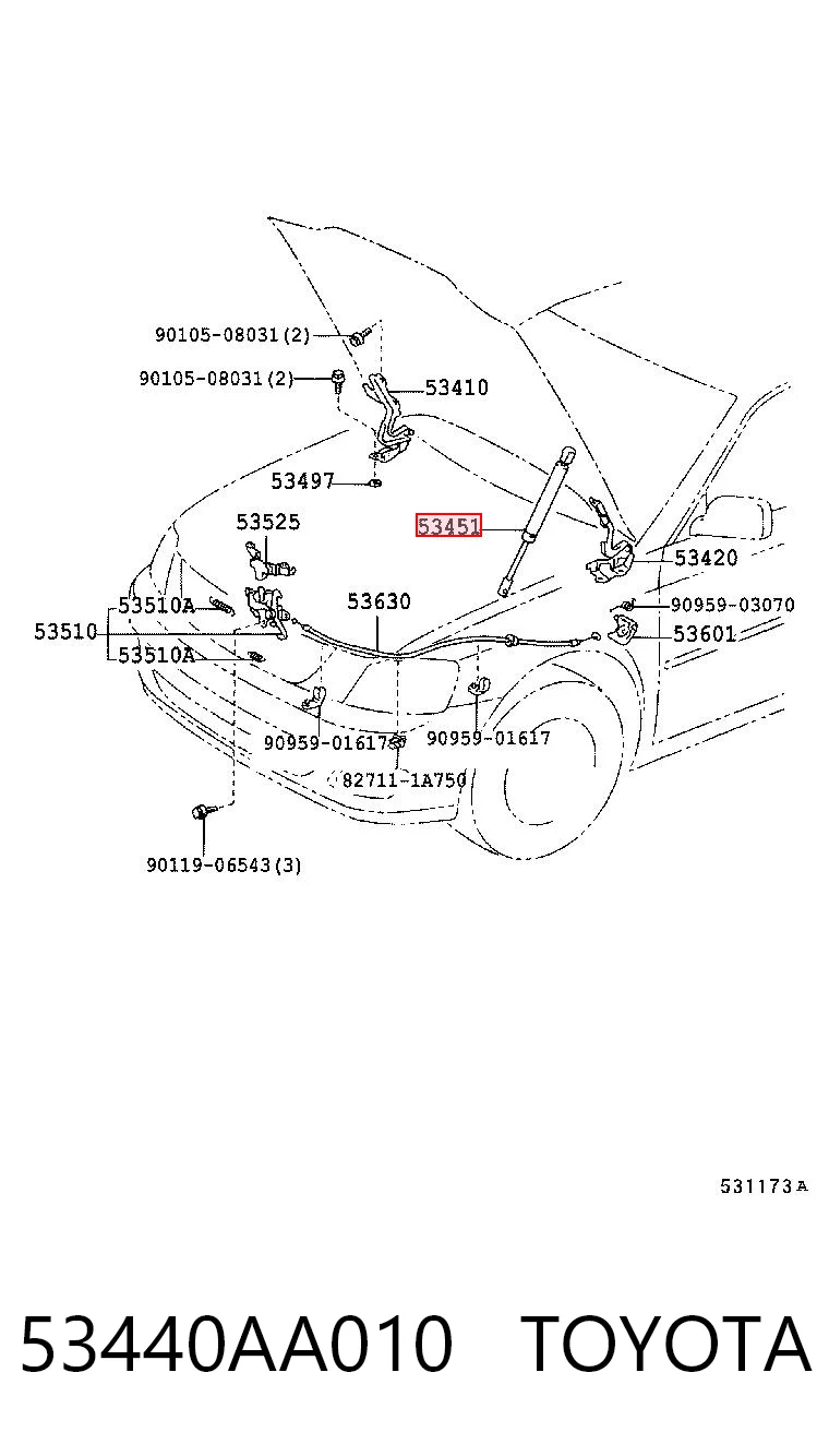 53440AA010 Toyota Amortecedor da capota