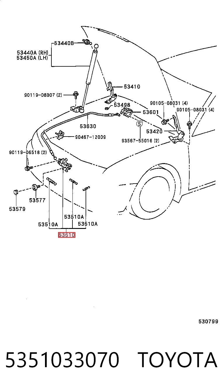Fecho da capota Toyota Camry  V20 ao melhor preço
