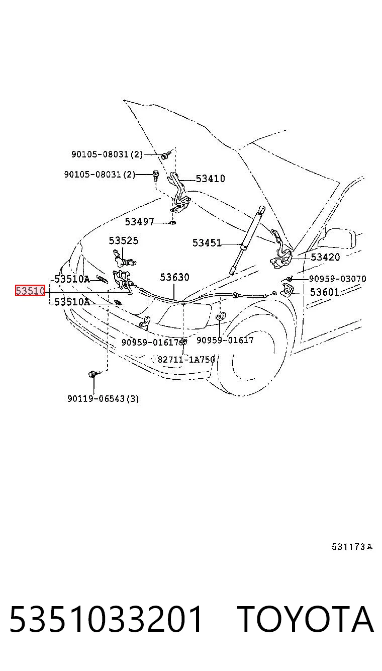 Fecho da capota para Toyota Camry V V30