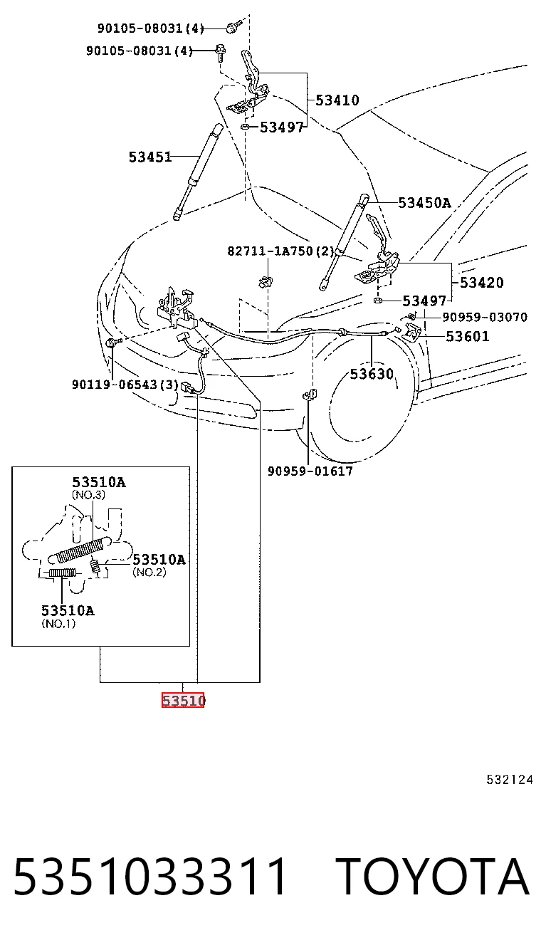 Fecho da capota para Toyota Camry VI V40