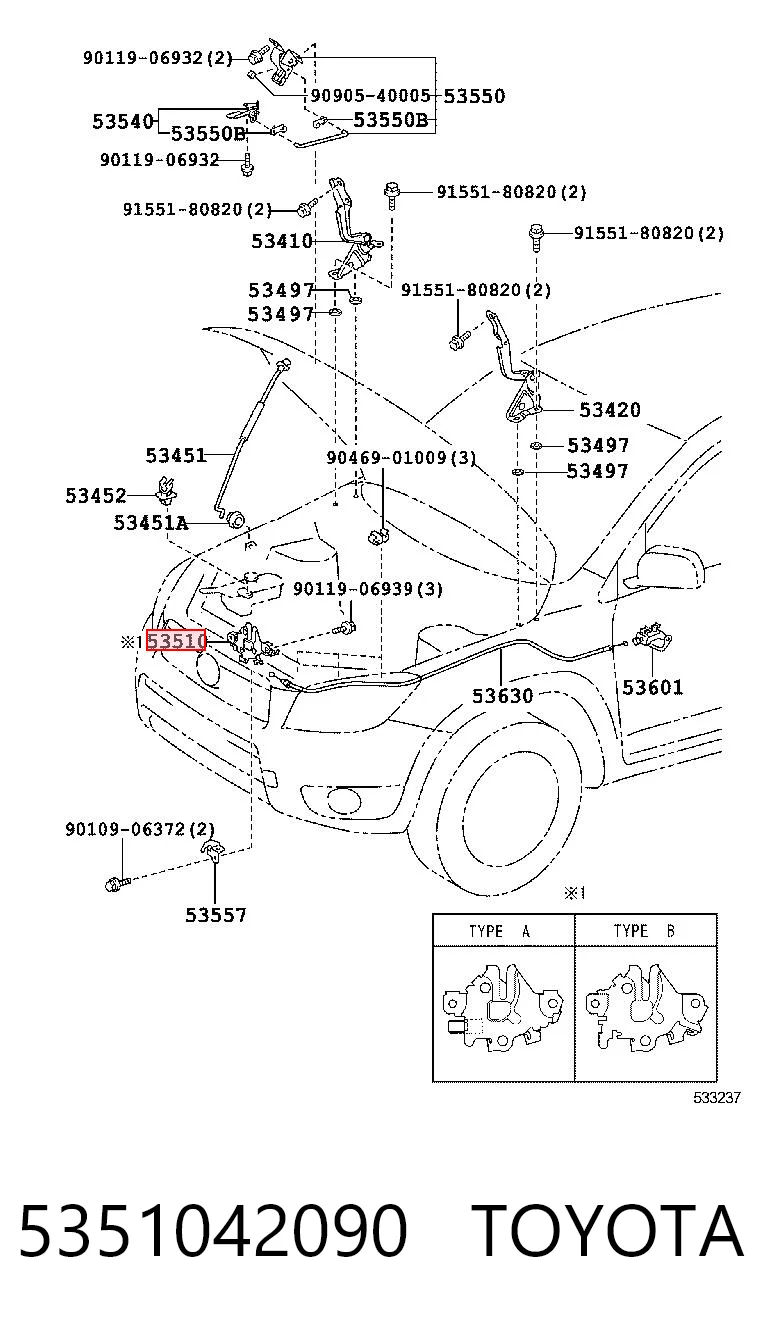 Fecho da capota para Toyota RAV4 III A3