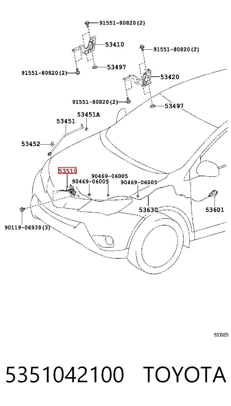 5351042100 Toyota Fecho da capota