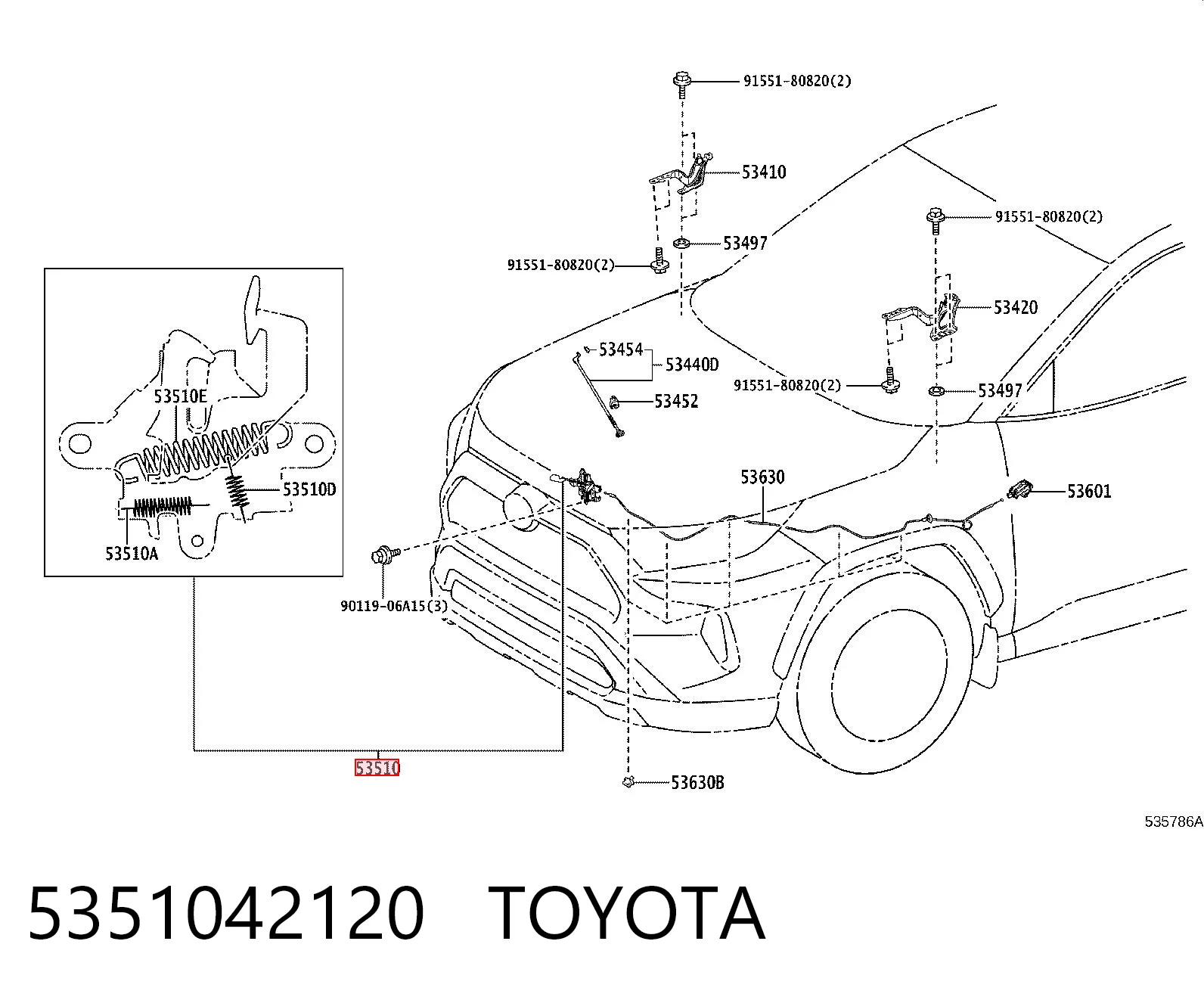 5351042120 Toyota Fecho da capota