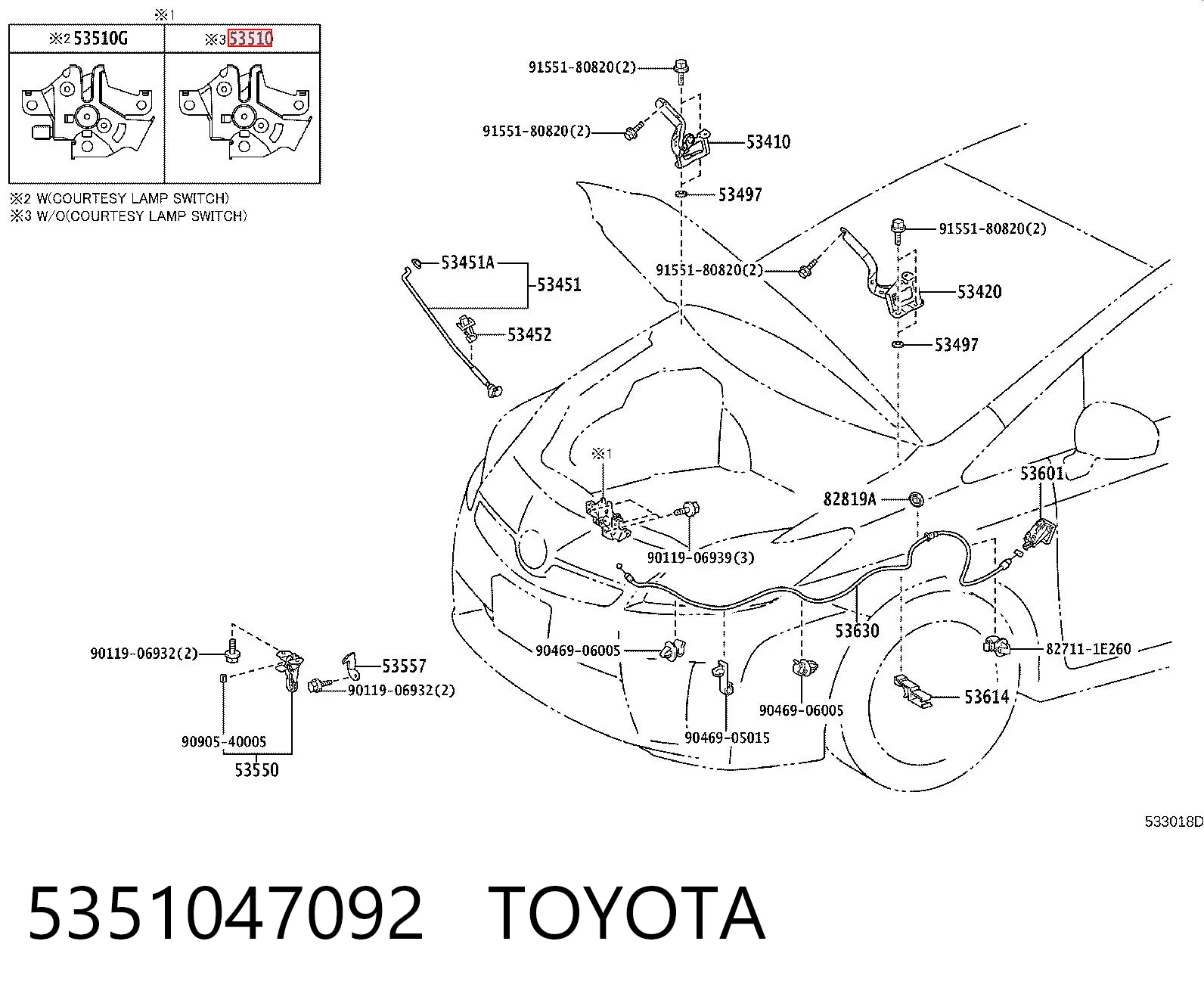 5351047092 Toyota Fecho da capota