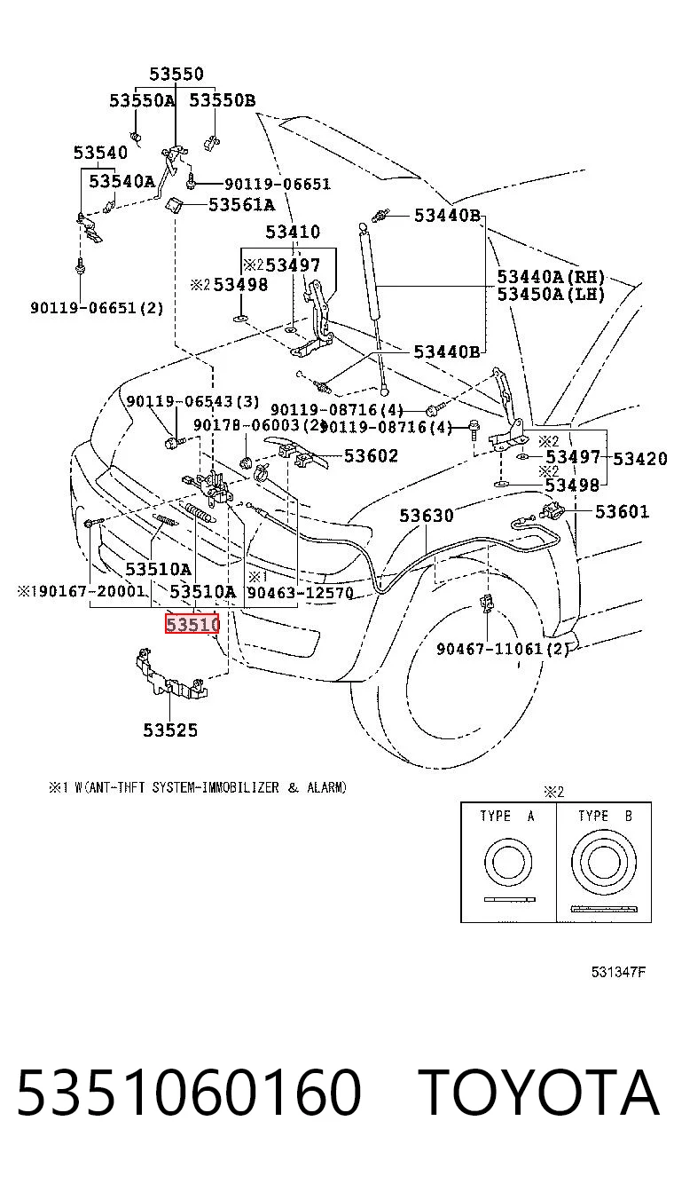 5351060160 Toyota Fecho da capota