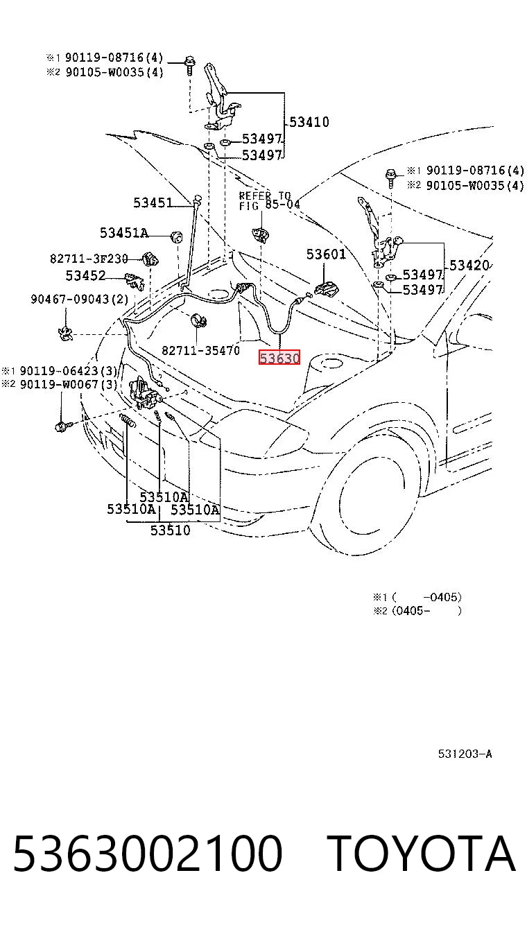Cabo de abertura da capota para Toyota Corolla E12U