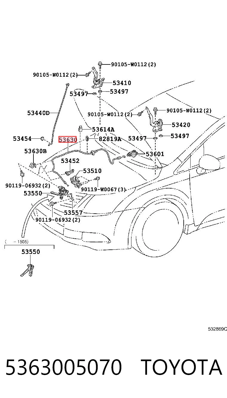 Cabo de abertura da capota Toyota Avensis  T27 ao melhor preço