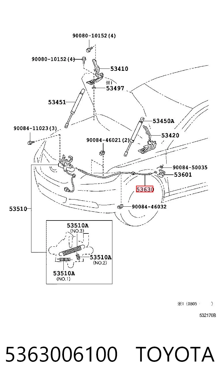  Cabo de abertura da capota Toyota Camry VI sedan (V40) (2006 - 2014) VI