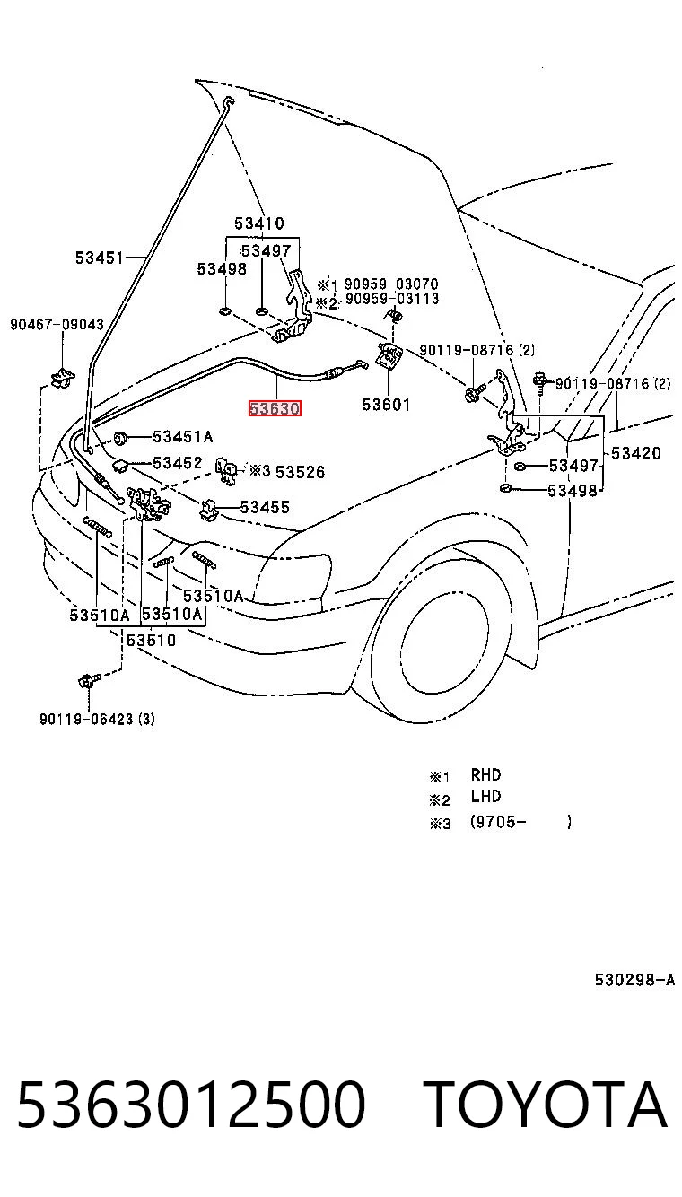 Cabo de abertura da capota Toyota Corolla E11 ao melhor preço