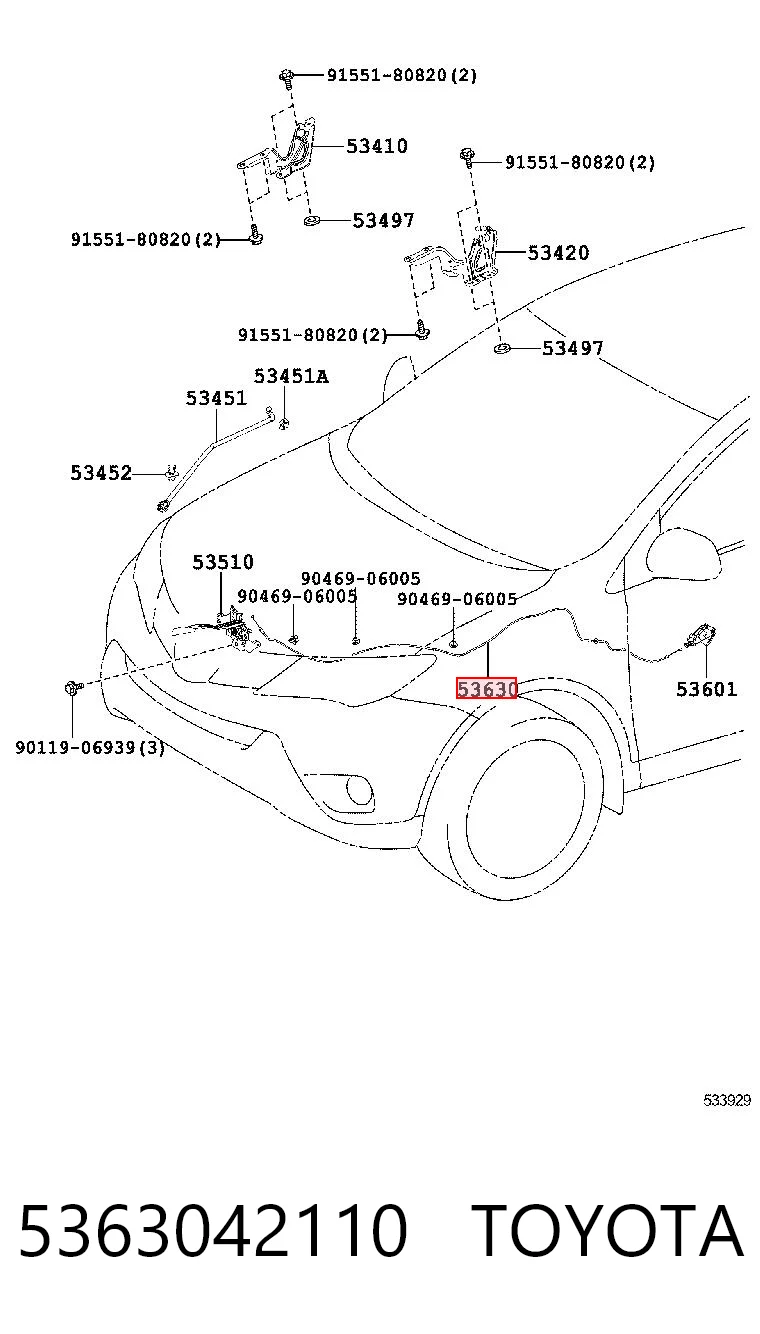  Cabo de abertura da capota Toyota RAV4 IV SUV (A4) (2012 - 2019) IV