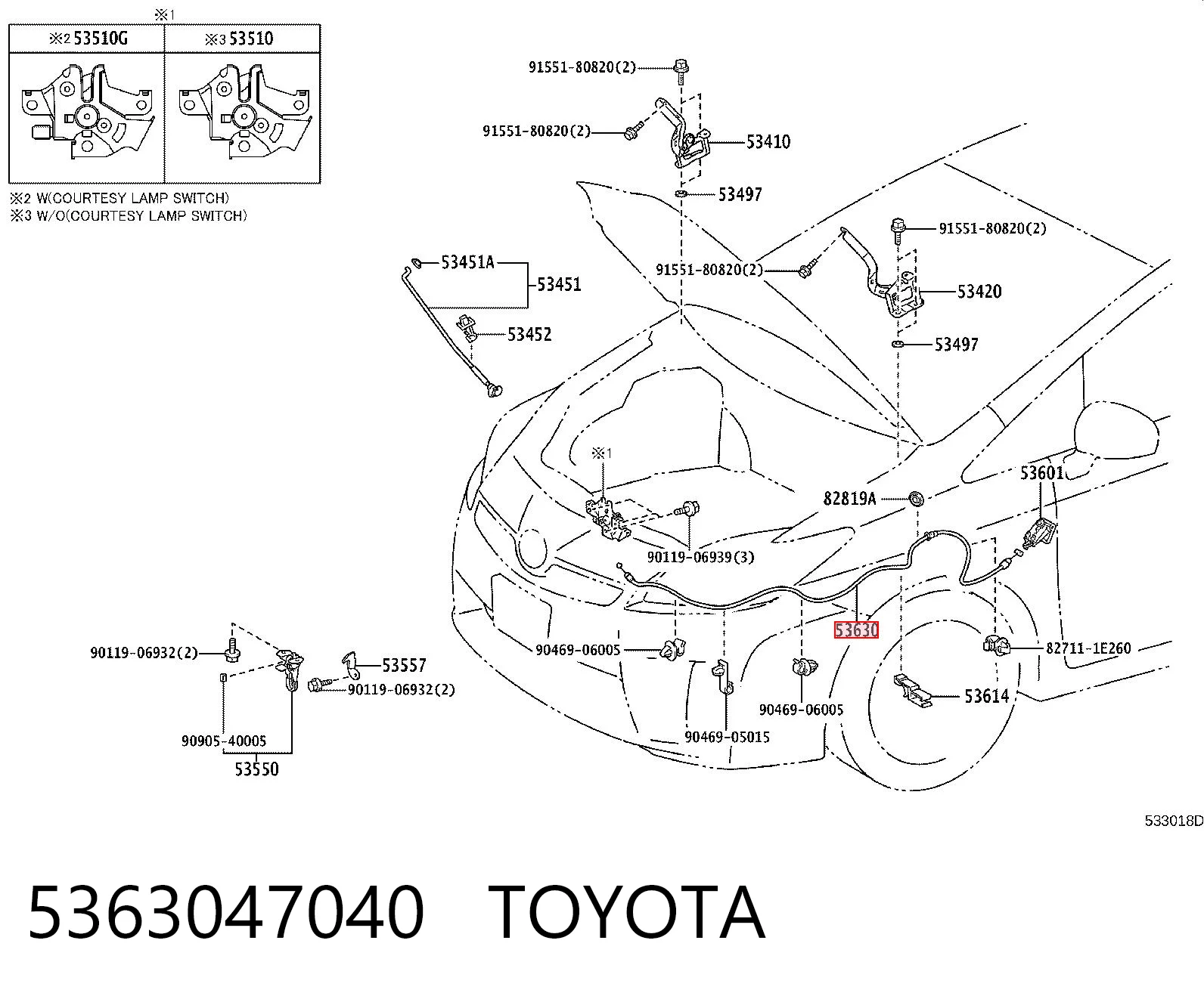 Cabo de abertura da capota para Toyota Prius  ZVW30