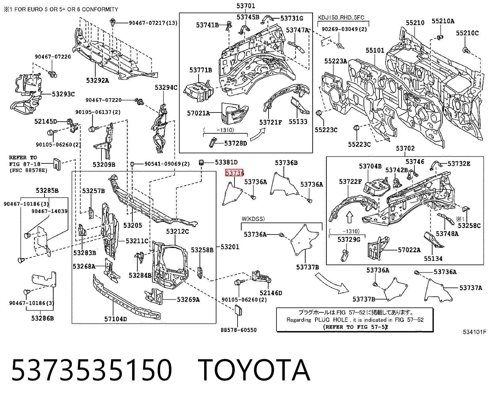 5373535150 Toyota Compactador do pára-lama