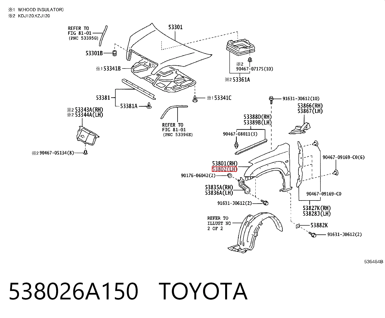 Pára-lama dianteiro esquerdo para Toyota Land Cruiser PRADO ASIA J12