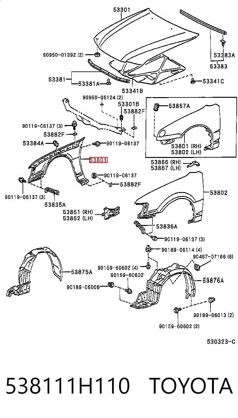  Pára-lama dianteiro direito Toyota Corolla liftback (E11) (1997 - 2002) 