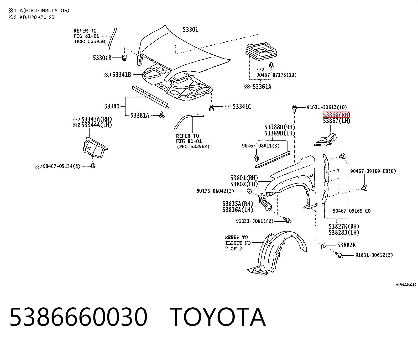 5386660030 Toyota Compactador do pára-lama