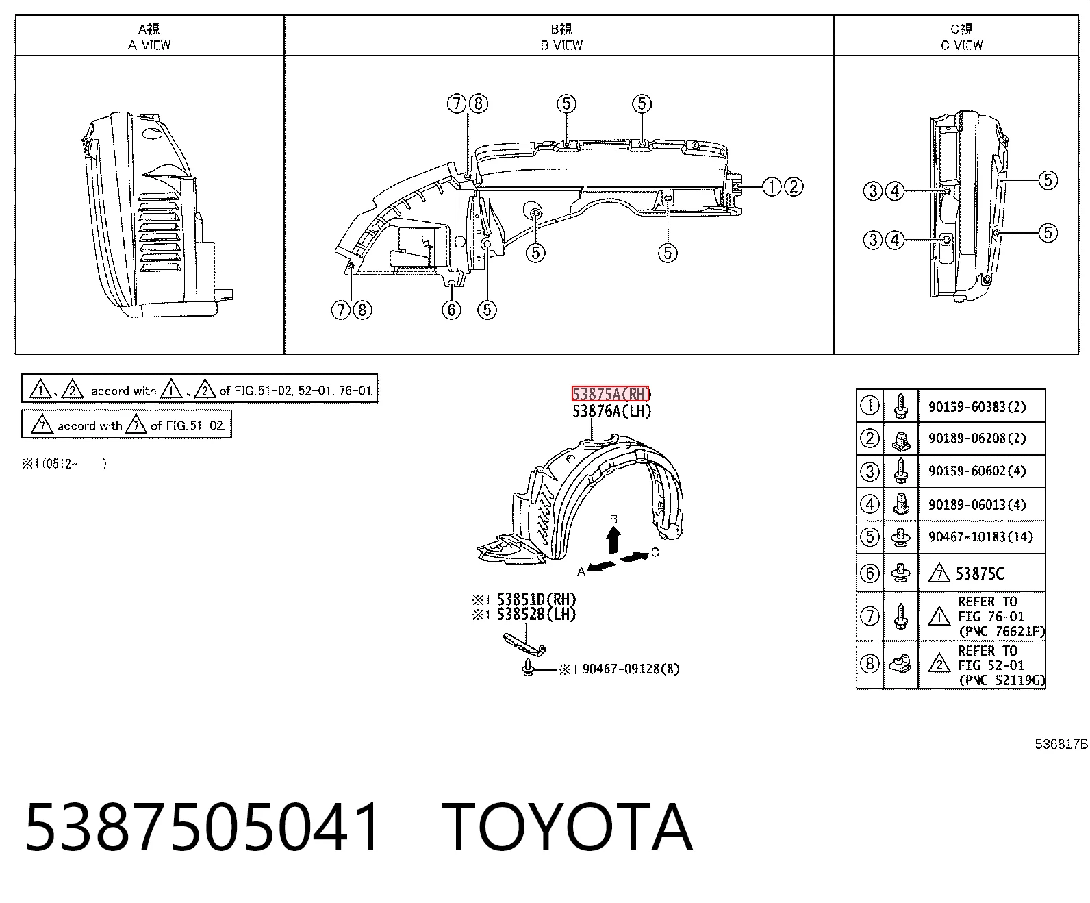 Compre Guarda-barras direito do pára-lama dianteiro Toyota Avensis 2