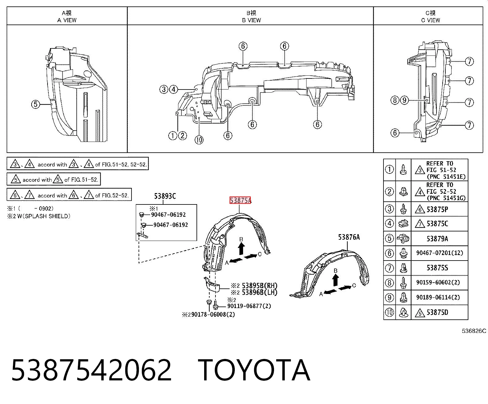 Guarda-barras direito do pára-lama dianteiro para Toyota RAV4 III A3