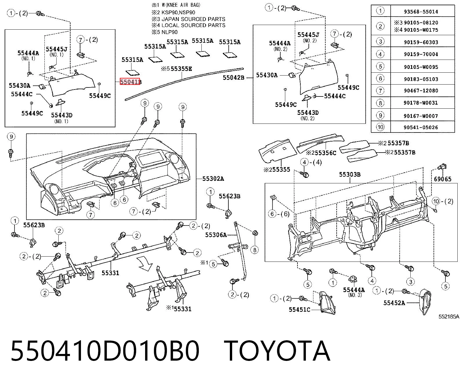 550410D010B0 Toyota