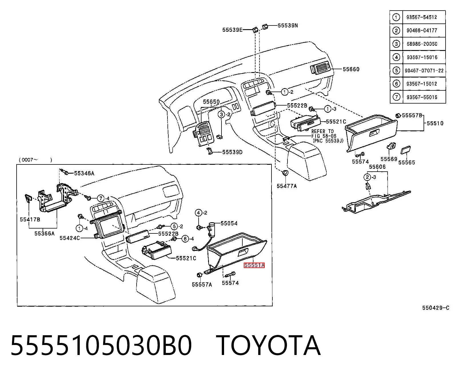 Caixa para porta-luvas (porta-luvas) Toyota Avensis T22 ao melhor preço