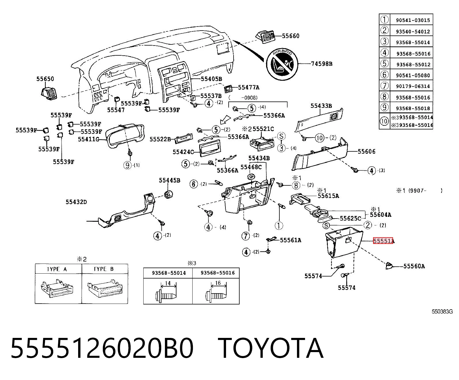 Caixa para porta-luvas (porta-luvas) Toyota Hiace III H10 ao melhor preço