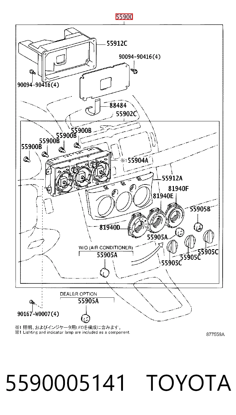 Unidade de controlo dos modos de aquecimento/condicionamento para Toyota Avensis II T25