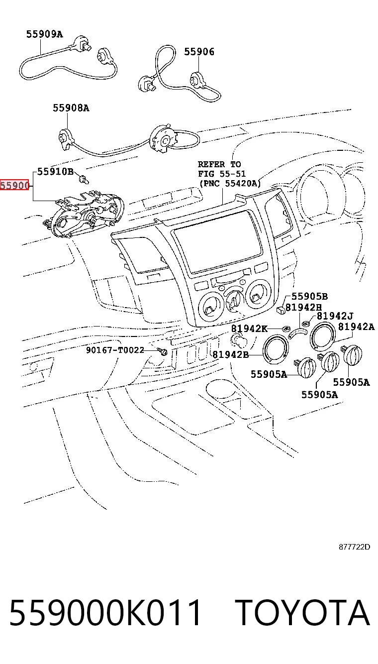 559000K011 Toyota Unidade de controlo dos modos de aquecimento/condicionamento