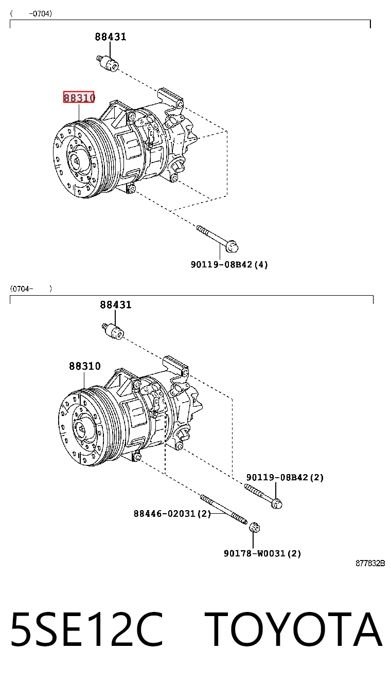 5SE12C Toyota Compressor de aparelho de ar condicionado