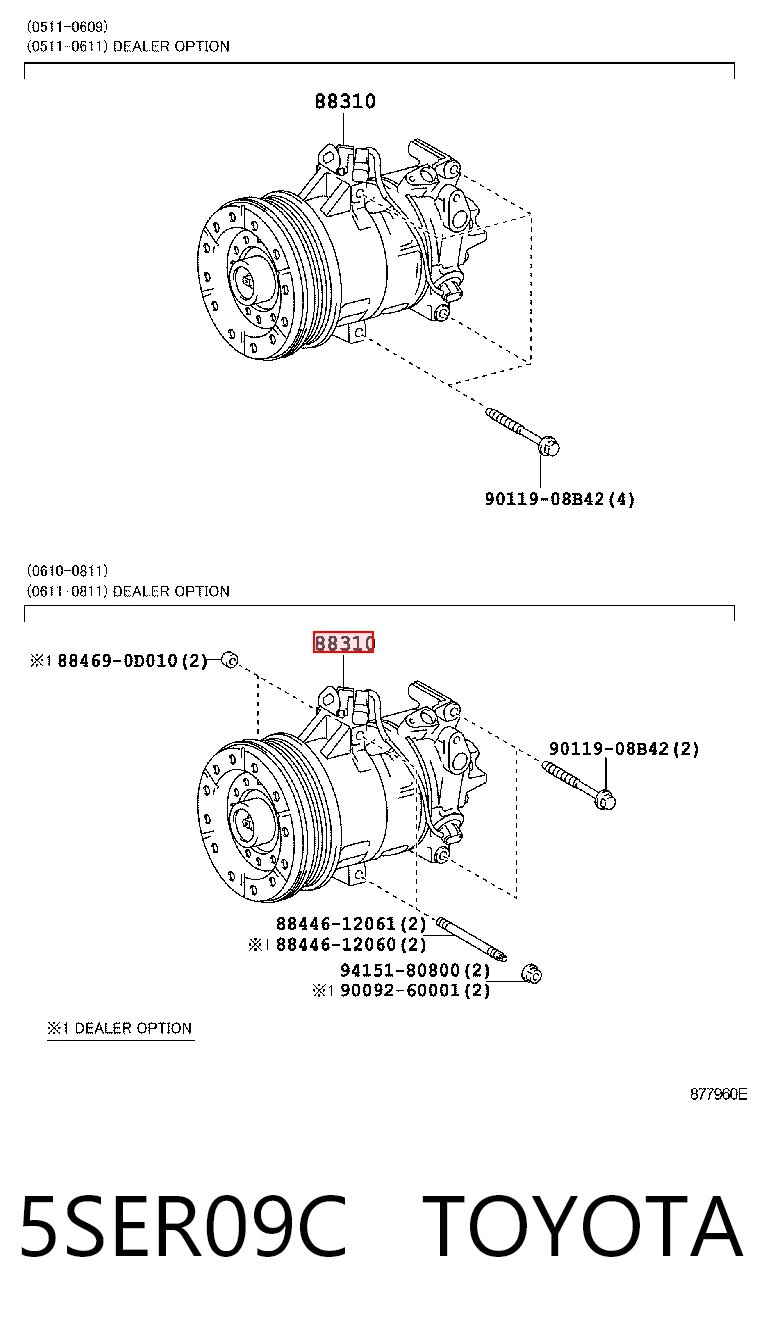 5SER09C Toyota Compressor de aparelho de ar condicionado