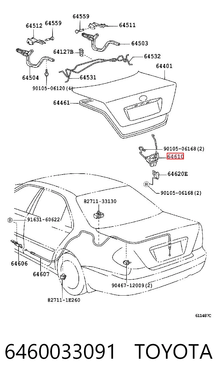 Fecho de tampa de porta-malas (de 3ª/5ª porta traseira) Toyota Camry V V30