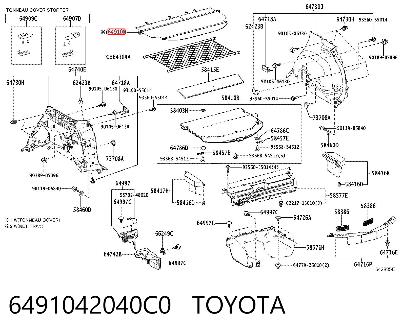 6491042040C0 Toyota Estore da seção de bagagem