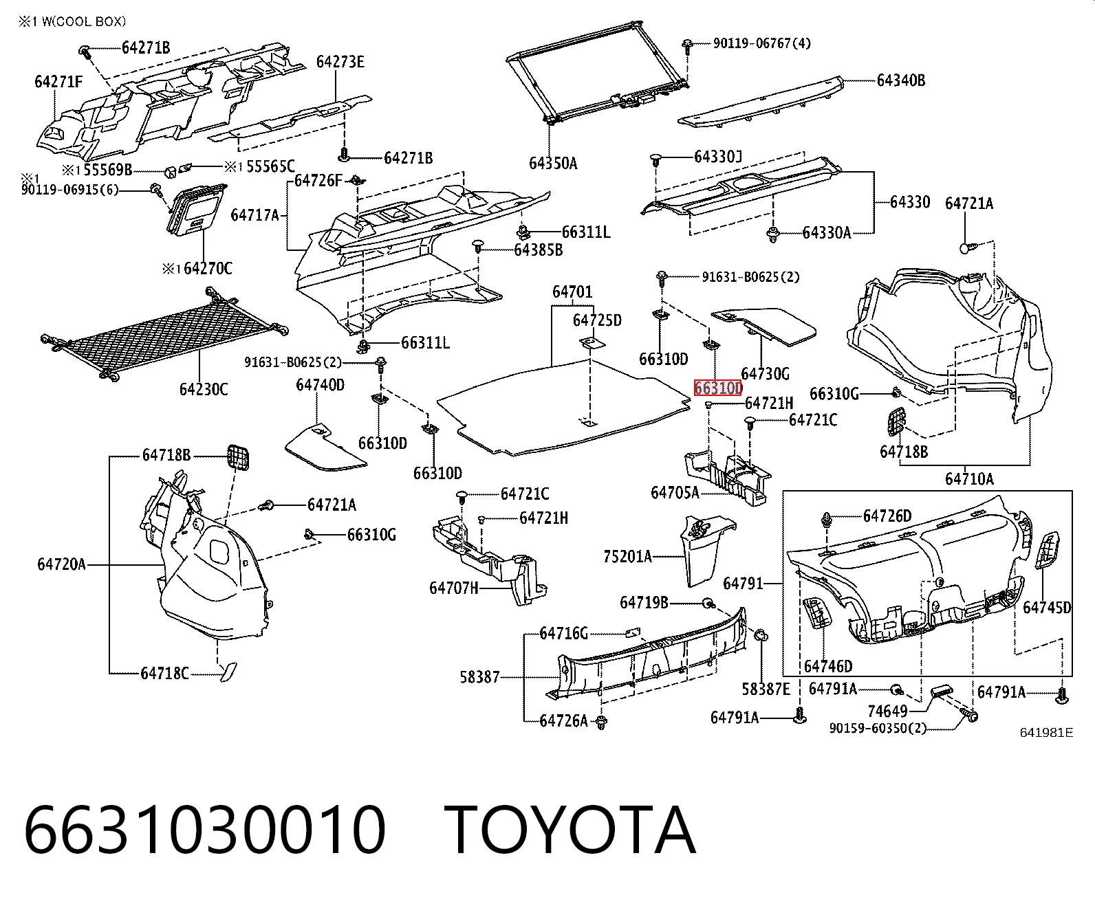 6631030010 Toyota Gozno de fixação de carga