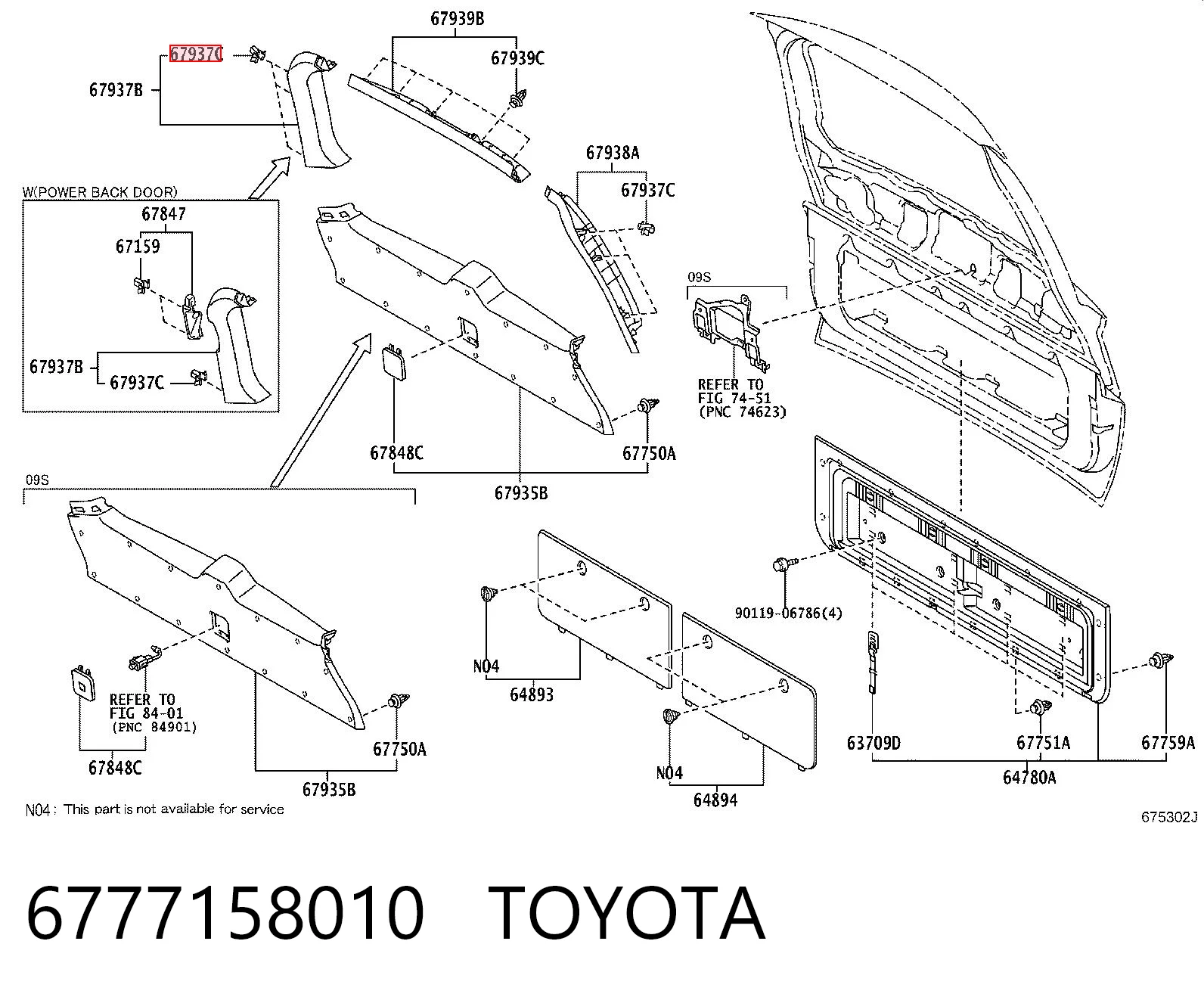 6777158010 Toyota Cápsula (prendedor) de fixação de revestimento da porta