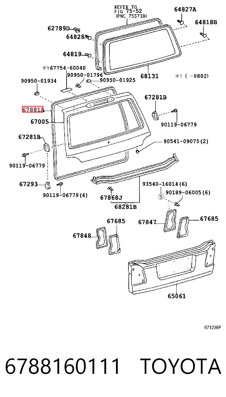 6788160111 Toyota Compactador de porta-malas (de 3ª/5ª porta traseira)