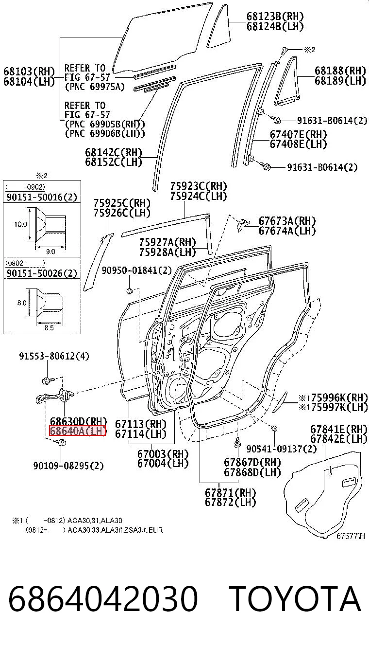 6864042030 Toyota Limitador traseiro esquerdo de abertura de porta