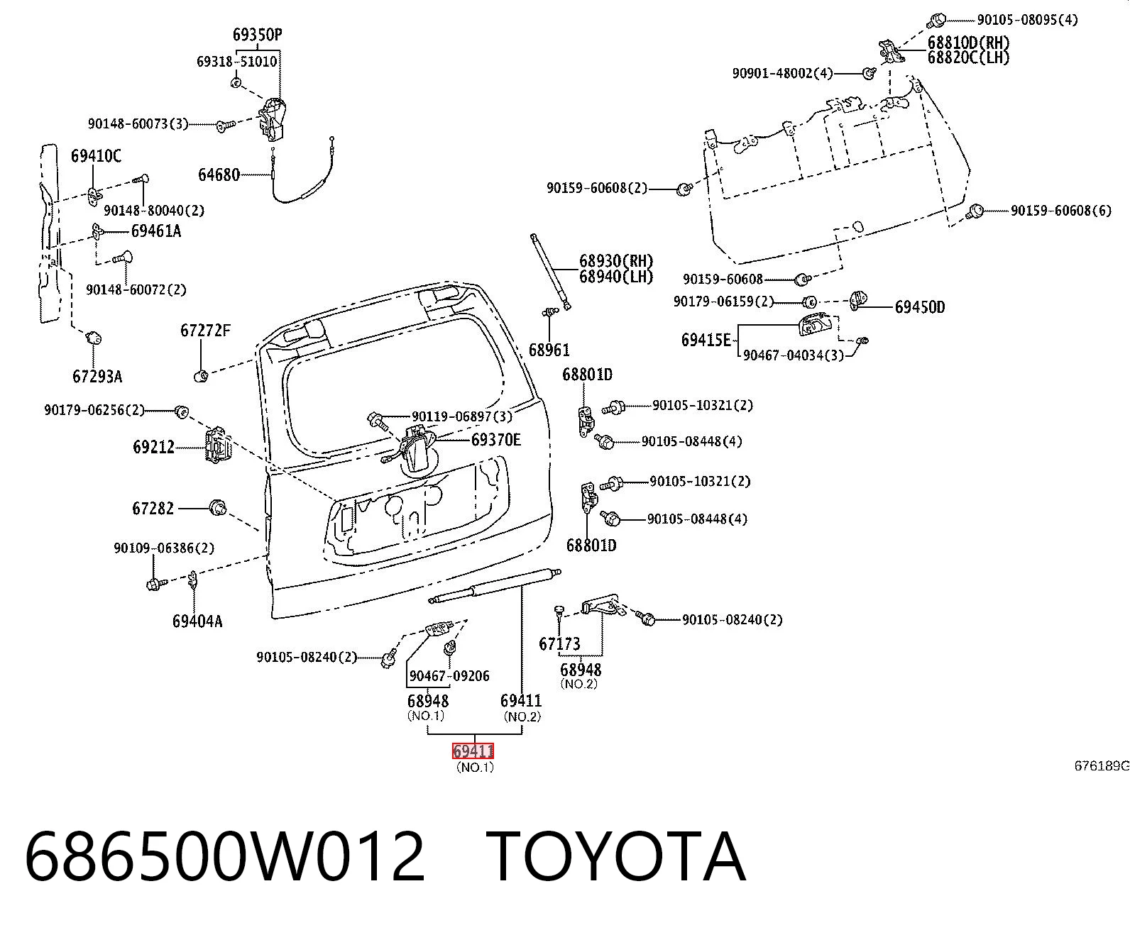  Amortecedor de tampa de porta-malas (de 3ª/5ª porta traseira) Toyota Land Cruiser PRADO SUV (J150) (2009 - 2026) PRADO