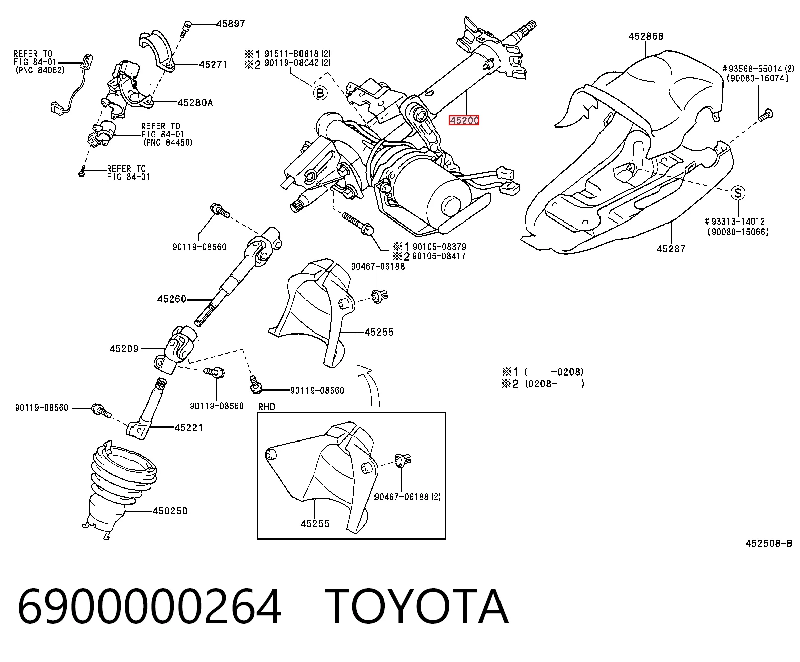 Coluna da direção para Toyota Yaris  P10