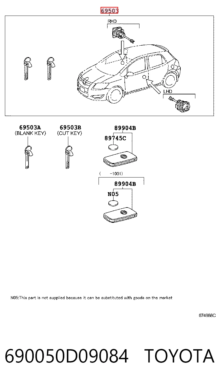 Cilindros de fecho, kit para Toyota Auris E15