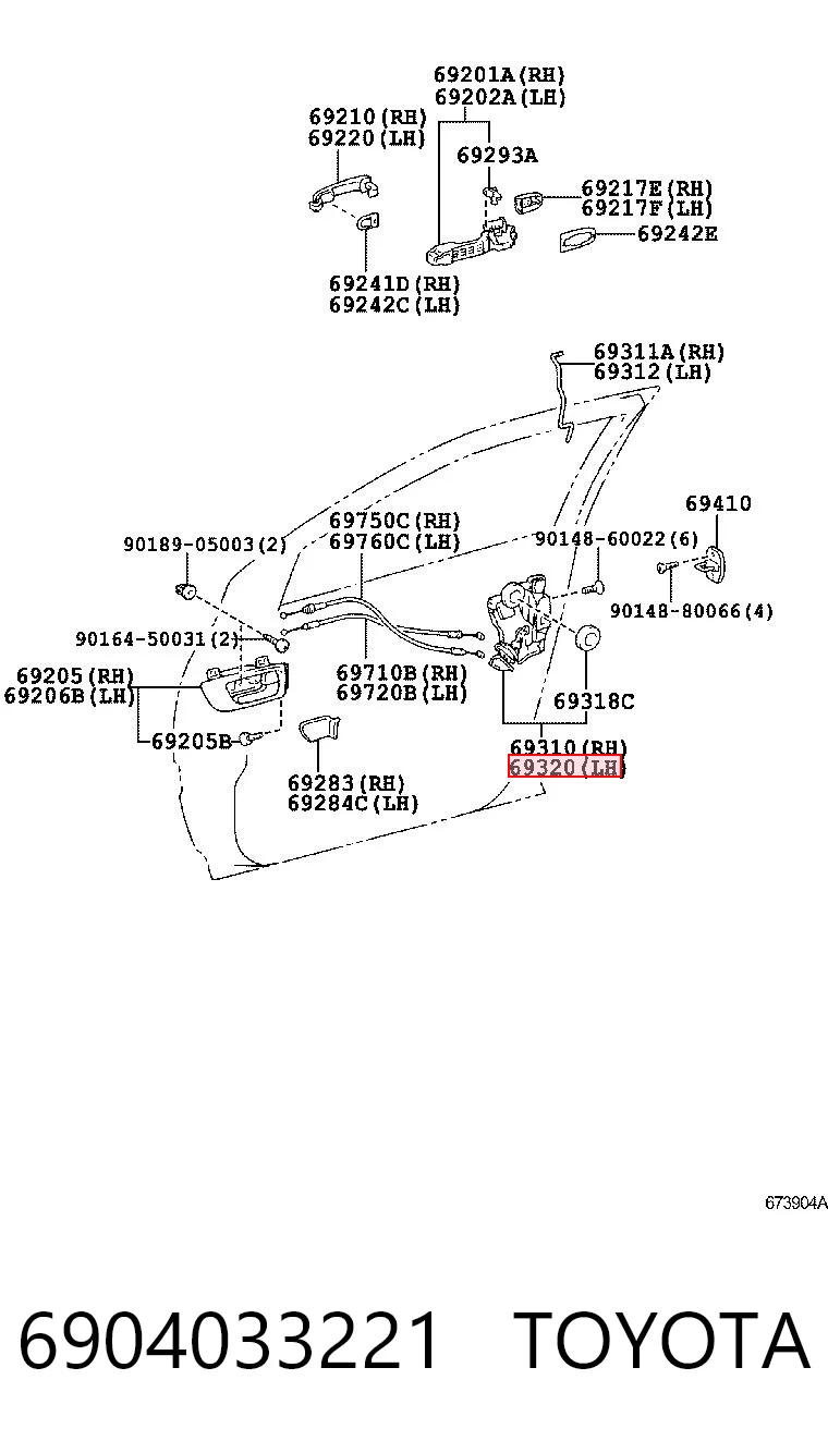  Fecho da porta dianteira esquerda Toyota Camry V sedan (V30) (2001 - 2006) V