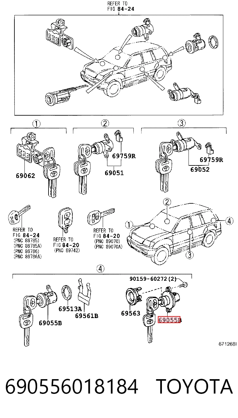 Trinco de fecho de porta-malas (de 3ª/5ª porta traseira) Toyota Land Cruiser  J10 ao melhor preço