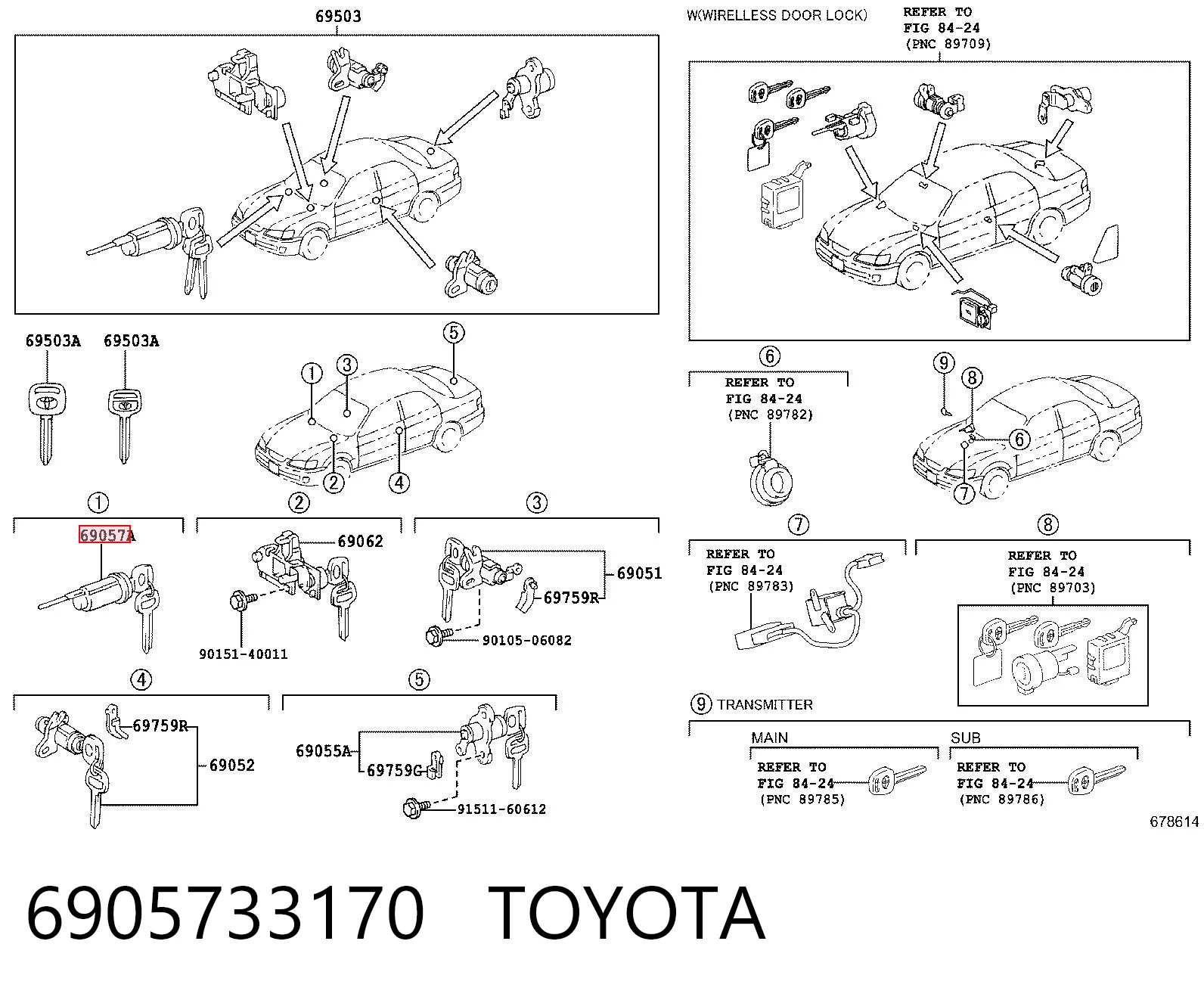 Trinco de fecho de ignição para Toyota Camry IV V20
