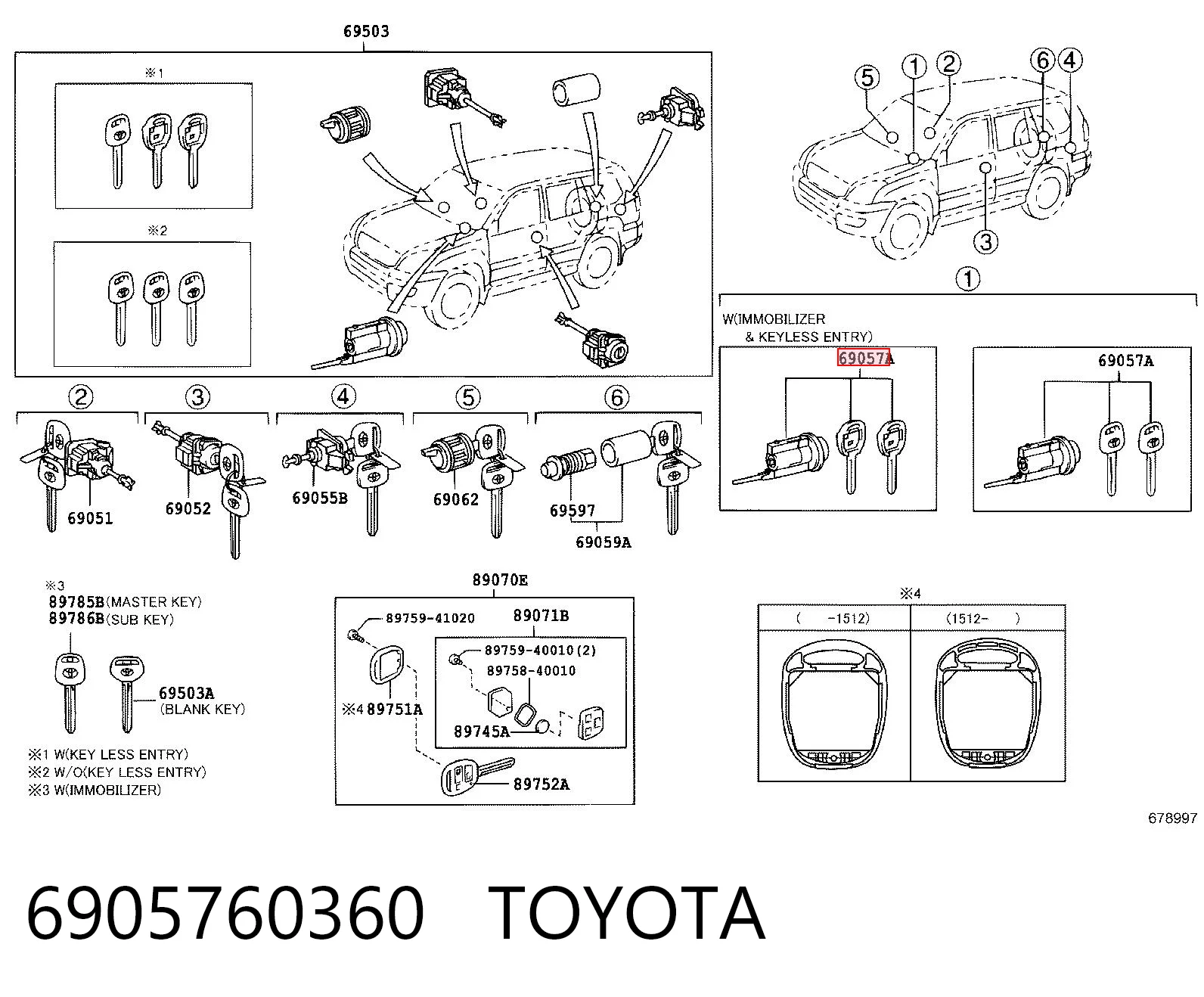 Fecho de ignição para Toyota Land Cruiser PRADO ASIA J12