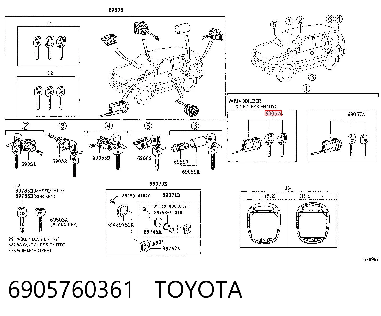  Fecho de ignição Toyota Land Cruiser PRADO ASIA SUV (J12) (2002 - 2010) PRADO ASIA