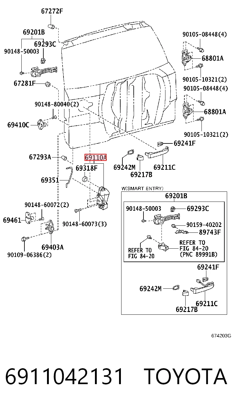 Fecho de tampa de porta-malas (de 3ª/5ª porta traseira) Toyota 6911042131 preço, a partir de 69,37 EUR