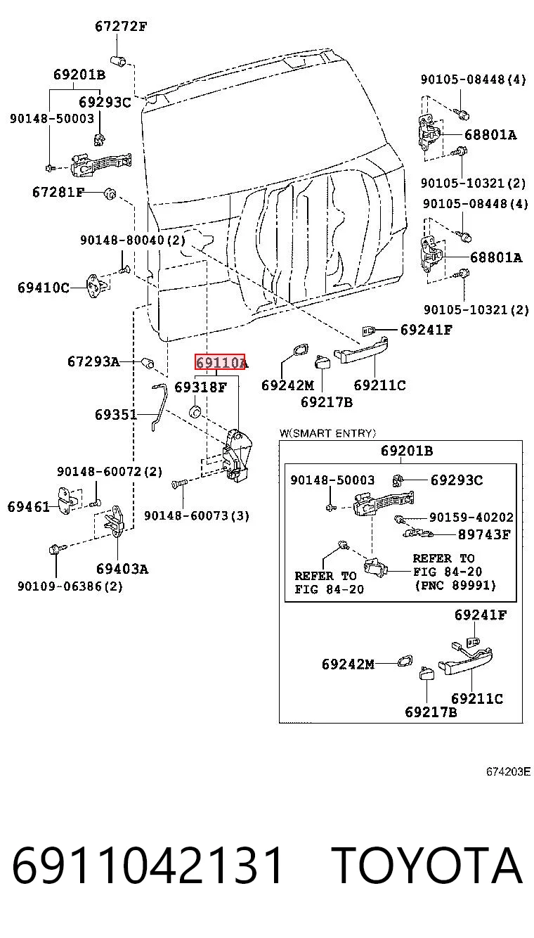 6911042131 Toyota Fecho de tampa de porta-malas (de 3ª/5ª porta traseira)