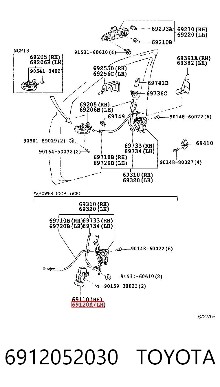  Fecho da porta dianteira esquerda Toyota Yaris hatchback (P10) (1999 - 2005) 