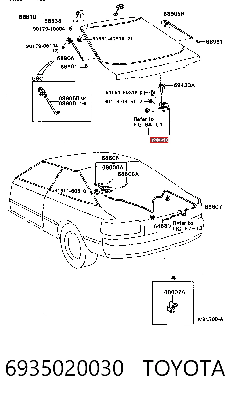 Fecho de tampa de porta-malas (de 3ª/5ª porta traseira) Toyota Celica T16 ao melhor preço